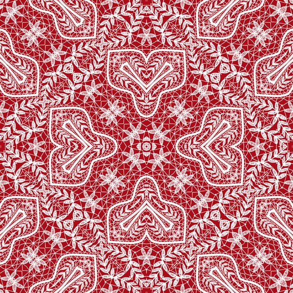 Modèle de dentelle rouge sans couture — Image vectorielle