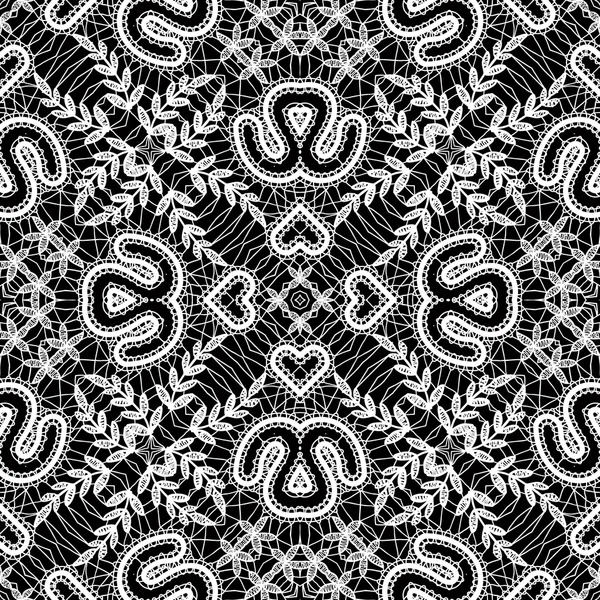 Seamless lace pattern white and black — Stock Vector