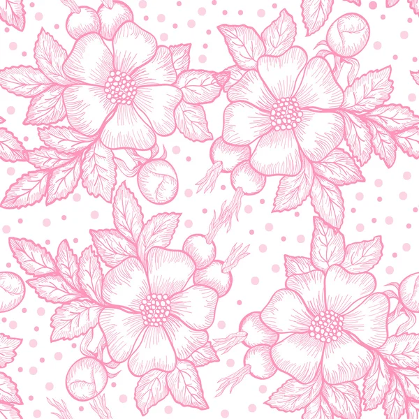 Nahtloses Muster mit wilden Rosenblüten — Stockvektor