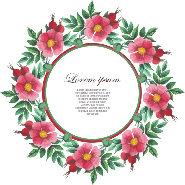 Patrón de acuarela con rosa salvaje para tarjetas, invitación — Vector de stock