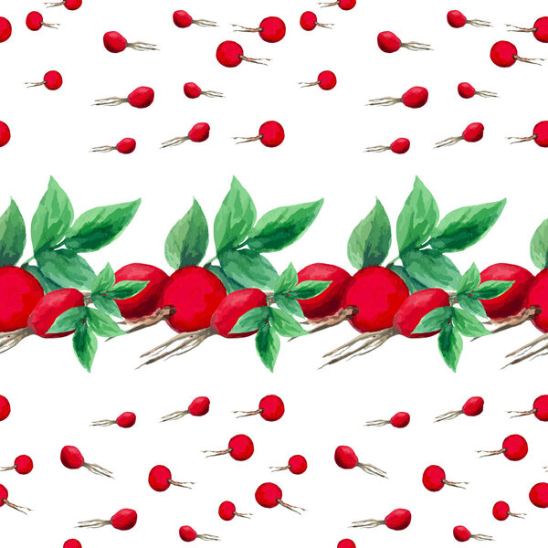 Watercolor seamless pattern with wild rose