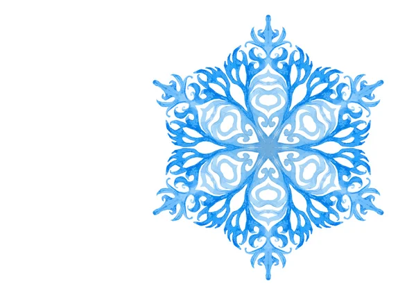Floco de neve azul aquarela — Vetor de Stock