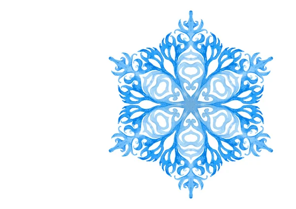 Aquarel blauwe sneeuwvlok — Stockvector