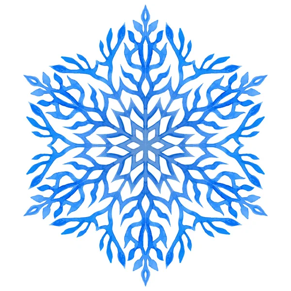 Watercolor blue snowflake — Stock Vector