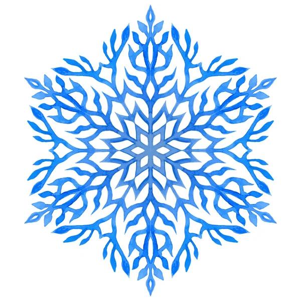 Aquarel blauwe sneeuwvlok — Stockvector