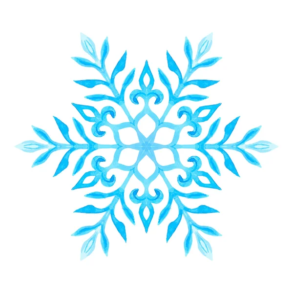 Aquarel blauwe sneeuwvlok — Stockvector