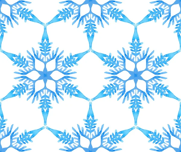 Безшовний візерунок з акварельними сніжинками — стокове фото