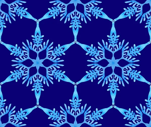 Απρόσκοπτη μοτίβο με νιφάδες χιονιού υδατοχρώματος — Φωτογραφία Αρχείου