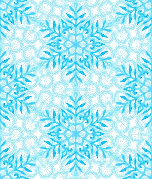 Naadloze patroon met aquarel sneeuwvlokken en kant — Stockfoto