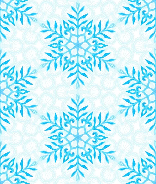 Seamless pattern with watercolor snowflakes and lace — Stock Photo, Image