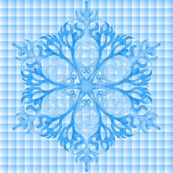 Безшовний візерунок з акварельною синьою сніжинкою та мереживом — стокове фото