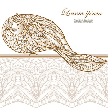 art nouveau stile kuş ile dekoratif dekoratif çerçeve çiçek