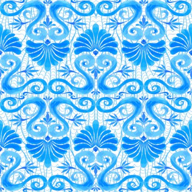 vektör sorunsuz geçmiş suluboya Yunan tasarım deseni ile