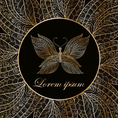 Kelebek ile dekoratif dekoratif çerçeve çiçek