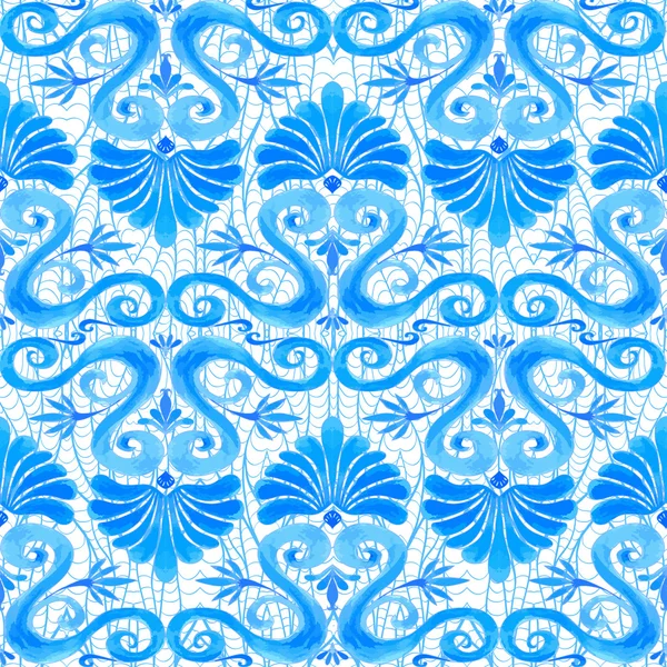 Fond vectoriel sans couture avec motif de conception grecque aquarelle — Image vectorielle