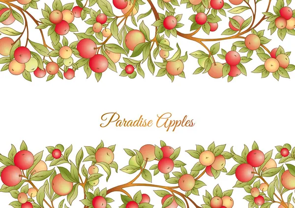 Яблоки на ветках Шаблон для свадебного приглашения, поздравительная открытка, баннер — стоковый вектор