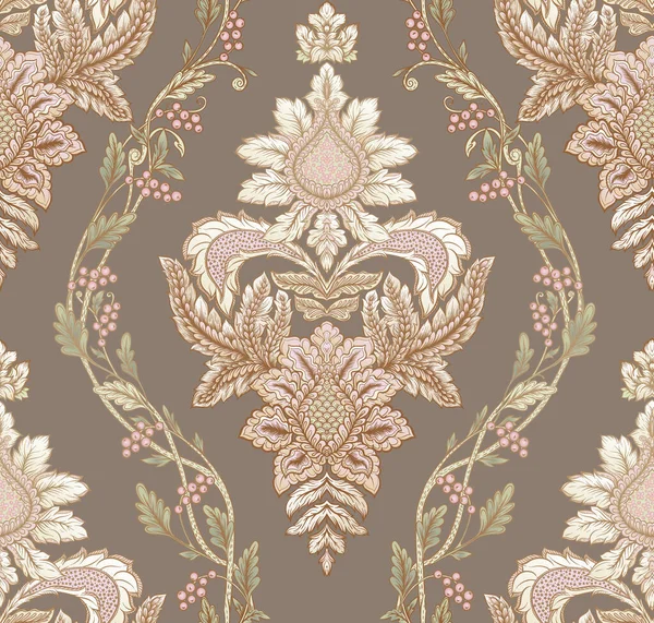 Klasický luxusní staromódní damaškový ornament, královské viktoriánské květinové baroko. — Stockový vektor