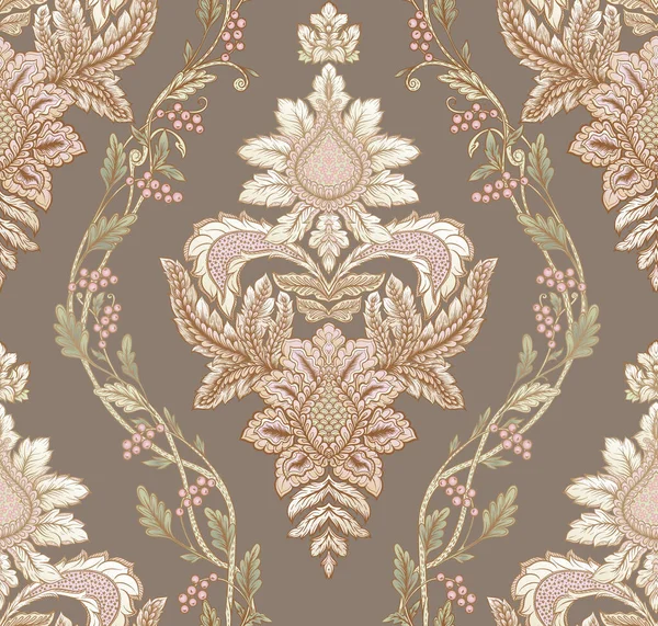 Ornement damassé classique de luxe, baroque floral royal victorien. — Image vectorielle