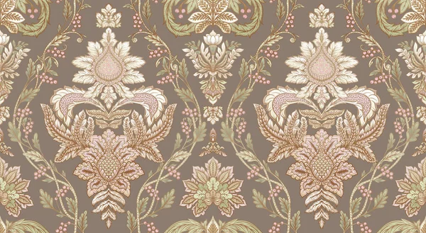 Klasický luxusní staromódní damaškový ornament, královské viktoriánské květinové baroko. — Stockový vektor