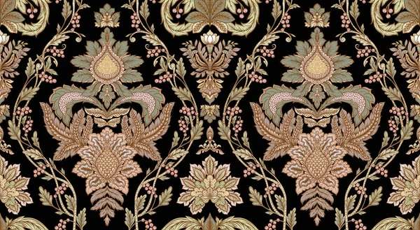 Clásico adorno de damasco de lujo anticuado, barroco floral victoriano real. — Vector de stock
