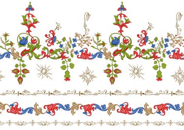 Çiçekli klasik ortaçağ illuminati el yazması..