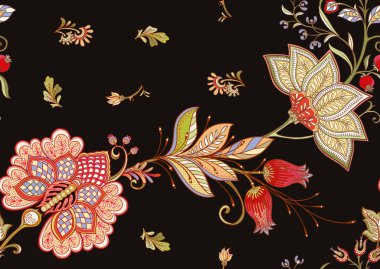 Kusursuz desenli, modası geçmiş süs çiçekleri. Jacobin nakışı..