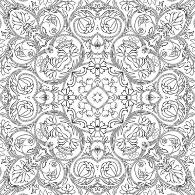 Fantezi çiçekleri eski, eski moda, nakış tarzı. Kusursuz kalıp, arkaplan. 