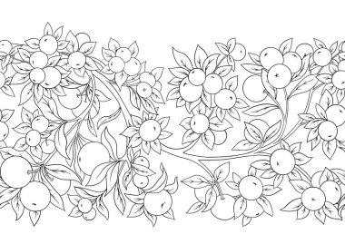 Elmalar dallarda, pürüzsüz desen, arkaplan.