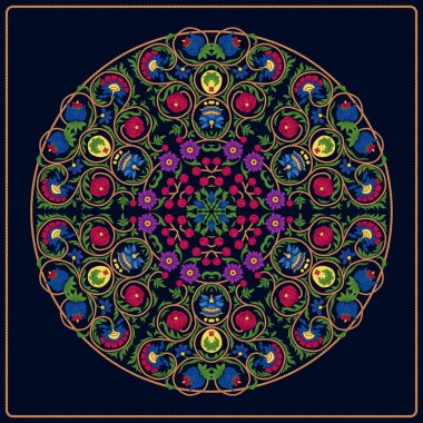 Fantezi çiçekleri eski, eski, nakış tarzı. 