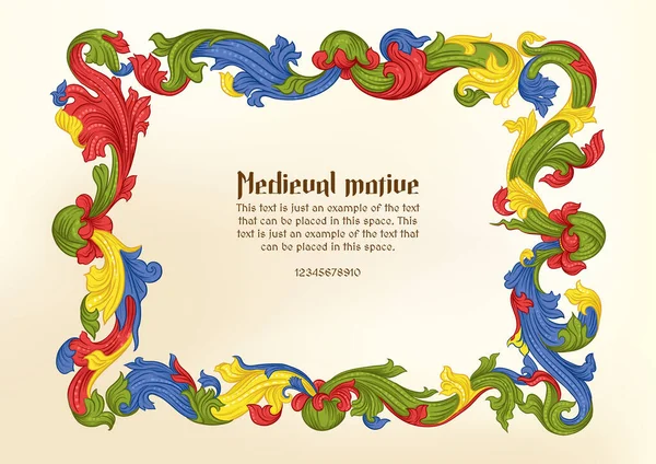 Inspiración manuscrito Illuminati medieval vintage floral. — Archivo Imágenes Vectoriales