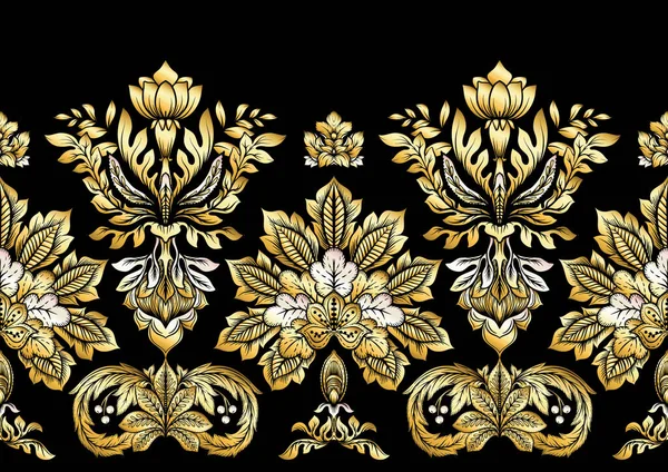 Clásico adorno de damasco de lujo anticuado, barroco floral victoriano real. — Vector de stock