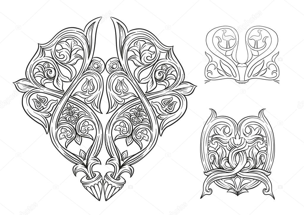 Interlacing abstract ornament in the medieval, romanesque style