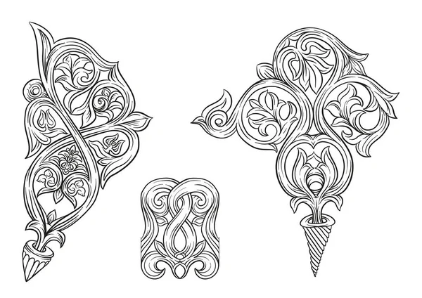 Interlacing abstract ornament in the medieval, romanesque style — Stockvektor