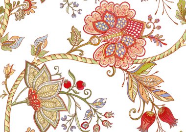 Kusursuz desenli, modası geçmiş, modası geçmiş süs çiçekleri.. 