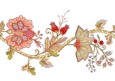 Kusursuz desenli, modası geçmiş, modası geçmiş süs çiçekleri.. 