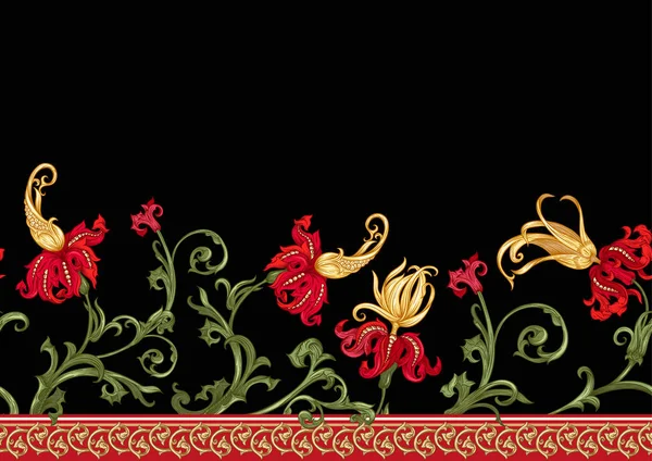 Классический роскошный старинный королевский барокко, исторический орнамент с лилиями — стоковый вектор