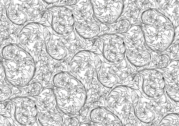 Decoratieve bloemen en bladeren in art nouveau stijl, vintage, oud, retro stijl. — Stockvector