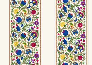 Fantezi çiçekleri eski, eski, nakış tarzı.