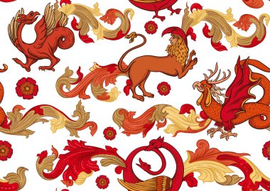 Ortaçağ mitolojisi hayvanları, illuminati el yazmaları.,