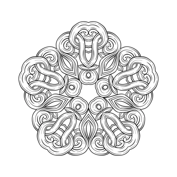 Interlacing circular abstract ornament in the medieval, — Stock Vector