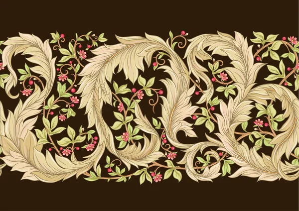 Decorative flowers and leaves in art nouveau style, vintage, old, retro style. — Stock Vector