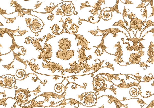 Seamless pattern, background In baroque, rococo, victorian, renaissance style. — Stock Vector