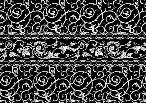 Nahtloses Muster, Hintergrund Im Barock, Rokoko, Viktorianisch, Renaissance-Stil. — Stockvektor