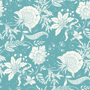 Fantezi çiçekleri retro, vintage, jacobean nakış tarzı. 