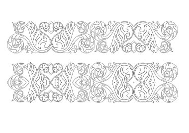 Birbirine karışmış soyut süsler ortaçağ romansı tarzında. 