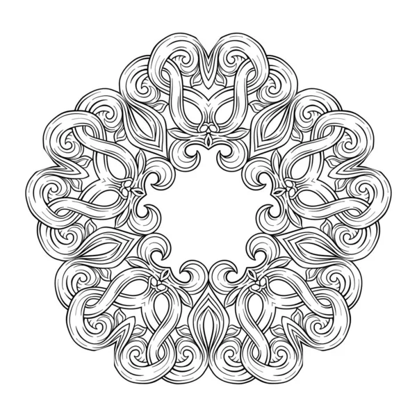 Interlacing circular abstract ornament in the medieval, — Stock Vector