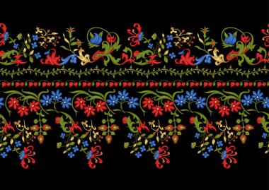 Çiçek bağbozumu deseni. Ortaçağ İlluminati el yazması.