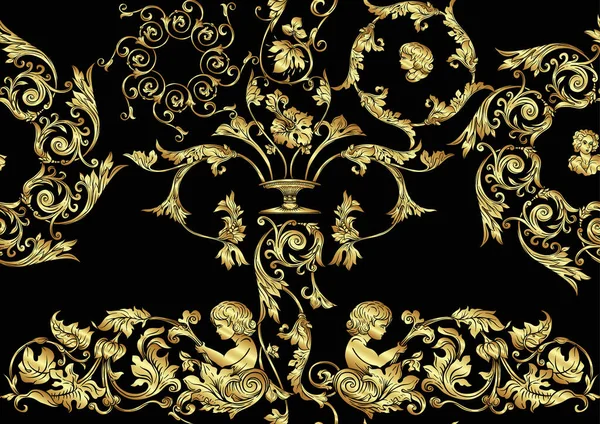 Motif sans couture, fond baroque, rococo, victorien, style renaissance. — Image vectorielle