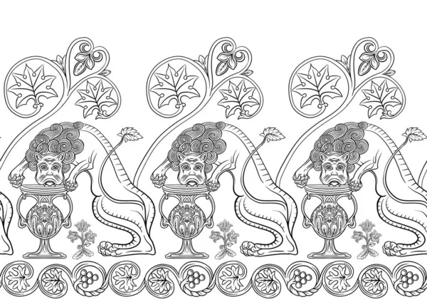 Byzantine traditional historical motifs of animals, birds, — Stockvektor