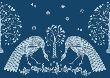 Byzantine traditional historical motifs of animals, birds,